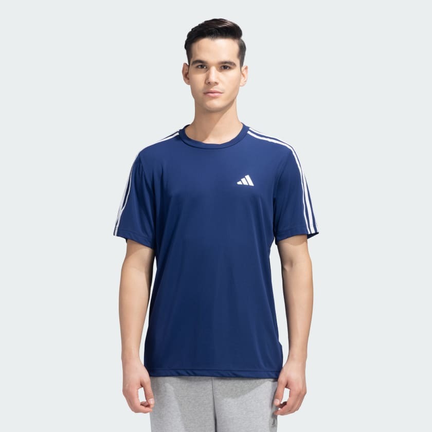 Adidas Men Train Essentials Base 3 Stripes Training Tee on www.NeosSports.com