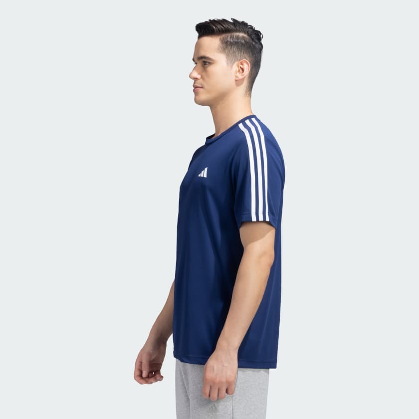 Adidas Men Train Essentials Base 3 Stripes Training Tee on www.NeosSports.com