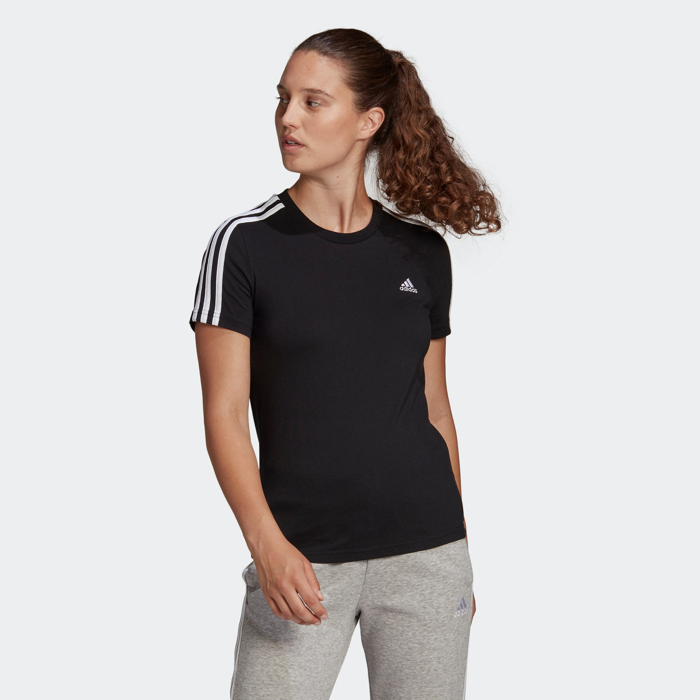 Adidas Women Essentials Slim 3-Stripes Casual T-Shirt on www.NeosSports.com