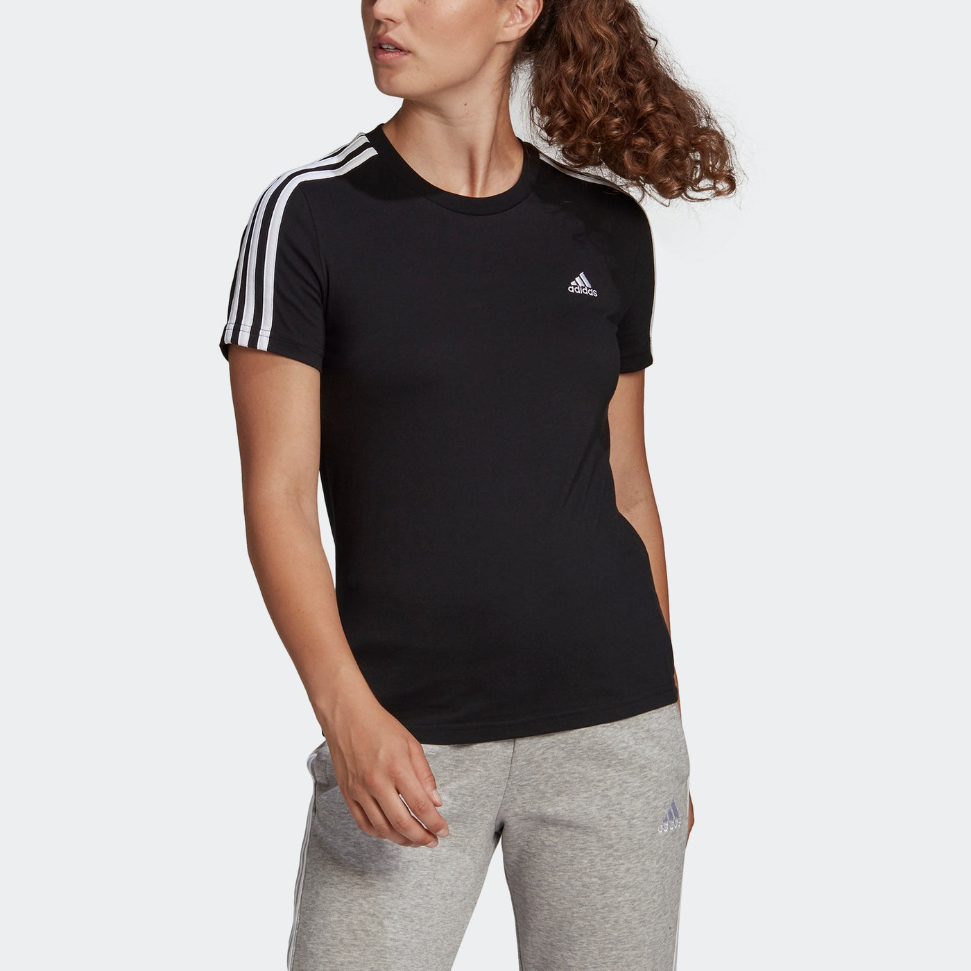 Adidas Women Essentials Slim 3-Stripes Casual T-Shirt on www.NeosSports.com