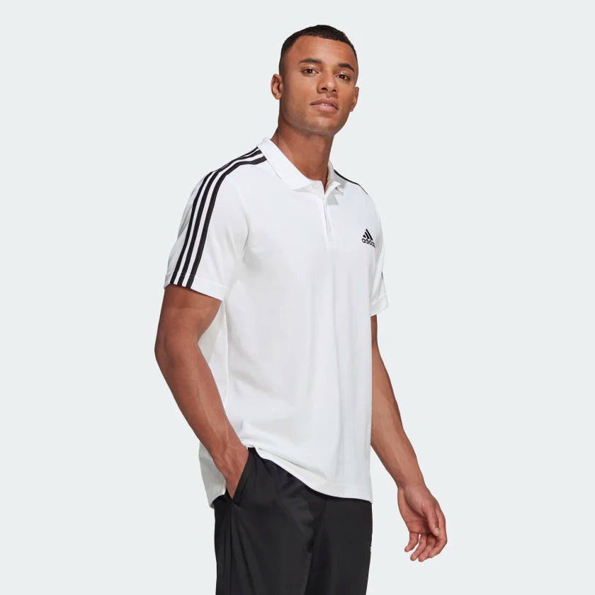 Adidas Men Aeroready Essentials Piqué Embroidered Small Logo 3-Stripes Training Polo Shirt on www.NeosSports.com