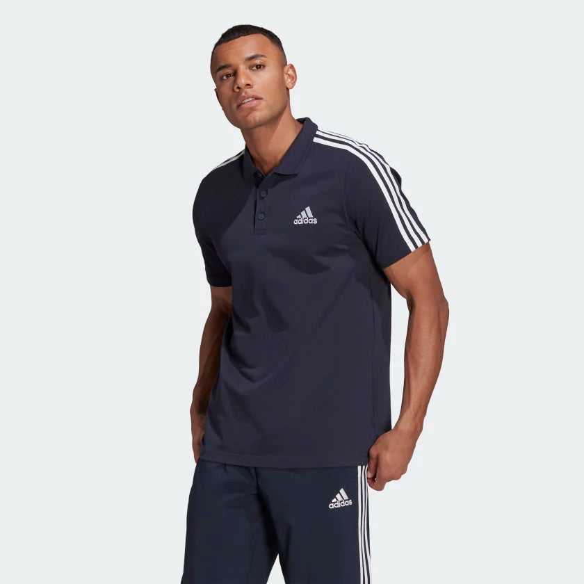 Adidas Men Aeroready Essentials Piqué Embroidered Small Logo 3-Stripes Training Polo Shirt on www.NeosSports.com