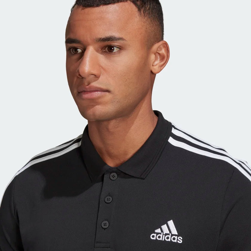 Adidas Men Aeroready Essentials Piqué Embroidered Small Logo 3-Stripes Training Polo Shirt on www..NeosSports.com