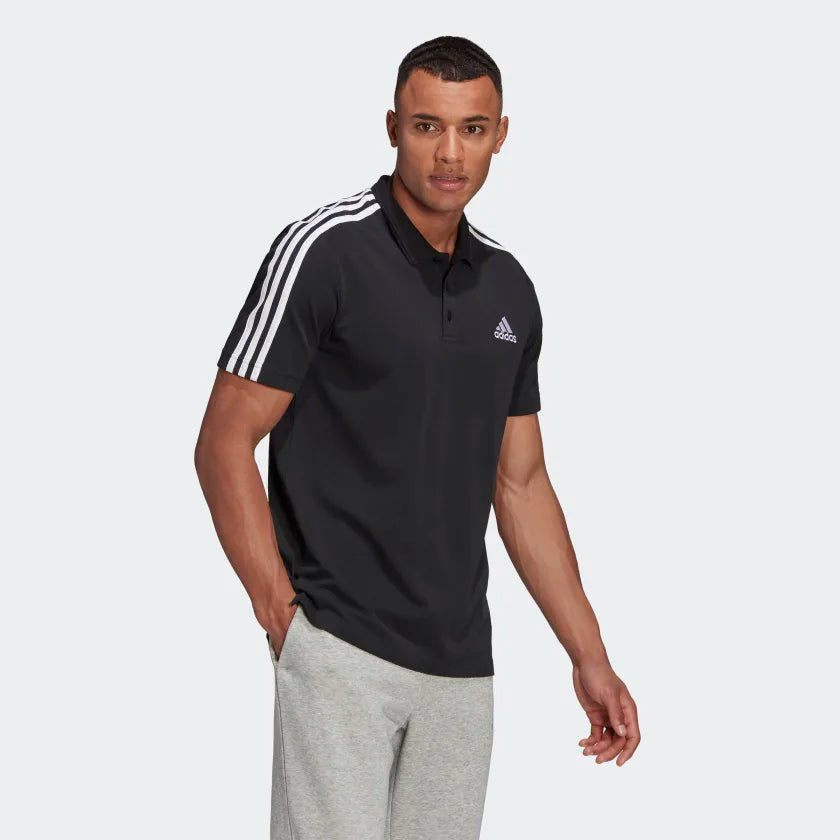 Adidas Men Aeroready Essentials Piqué Embroidered Small Logo 3-Stripes Training Polo Shirt on www..NeosSports.com