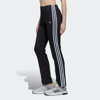 Adidas Women Black 3 Stripes Yoga Track Pants on www.NeosSports.com